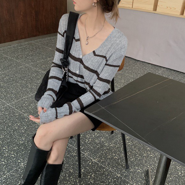Áo Cardigan Len Cổ Chữ V Siêu Xinh M0215- Violet