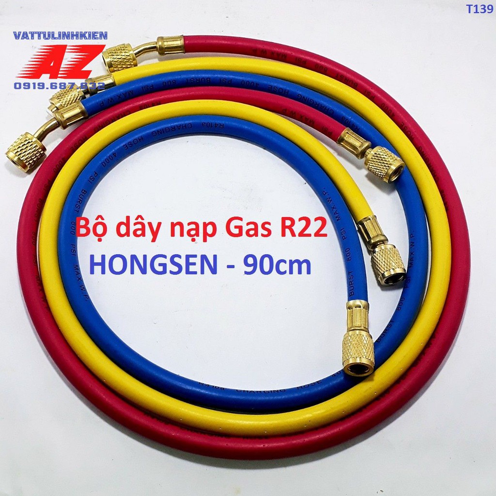 Bộ 03 dây nạp gas R22 HONGSEN dài 90cm