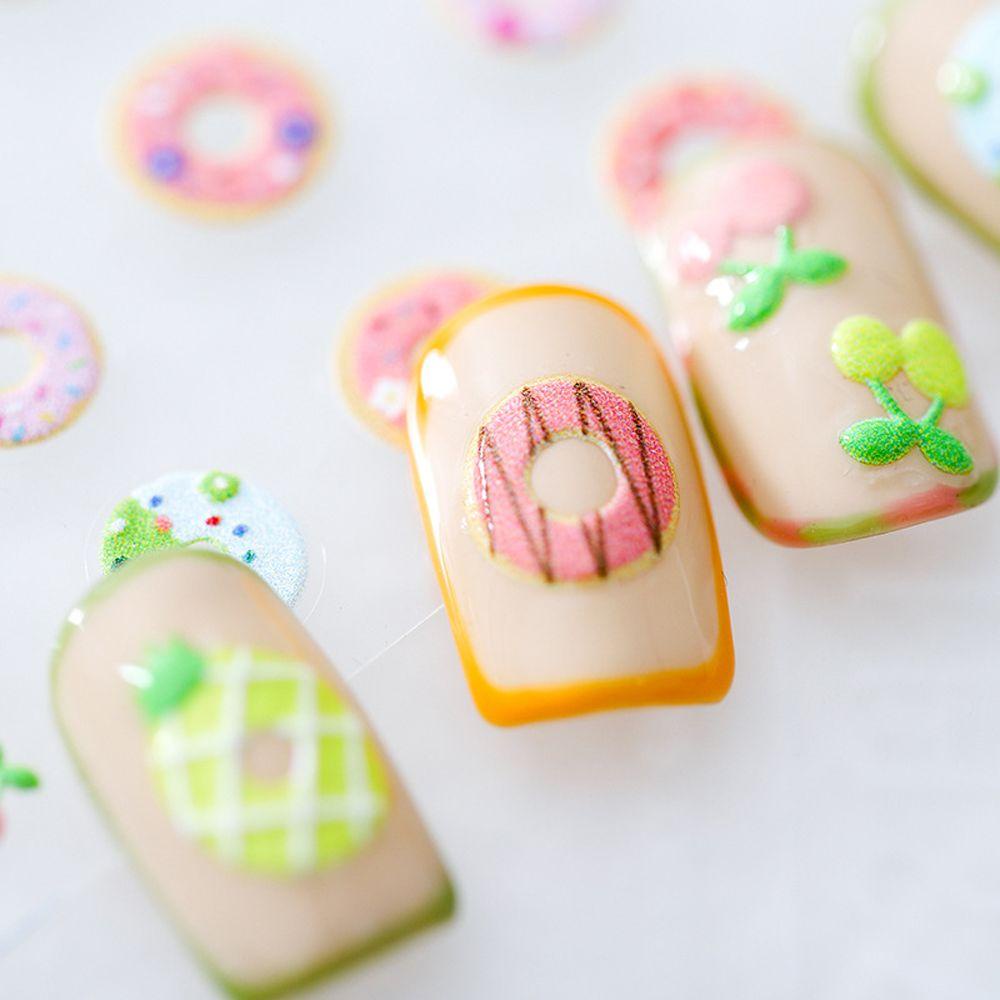 LILYES Miếng Dán Trang Trí Móng Tay Tự Dính Hình Bánh Donut Hành Tinh Vũ Trụ Tên Lửa Hoạt Hình