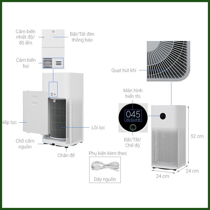 Máy Lọc Không Khí Xiaomi Air Purifier 3C - Hàng Chính Hãng.