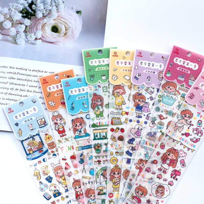 Set nhãn dán Sticker Cô Gái Năng Động nhiều màu sắc
