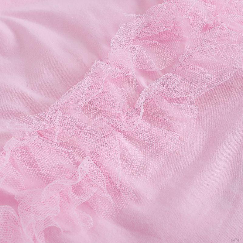 Bộ Áo Liền Quần Ngắn Tay Viền Ren Cho Bé Gái 0-12 Tháng Tuổi