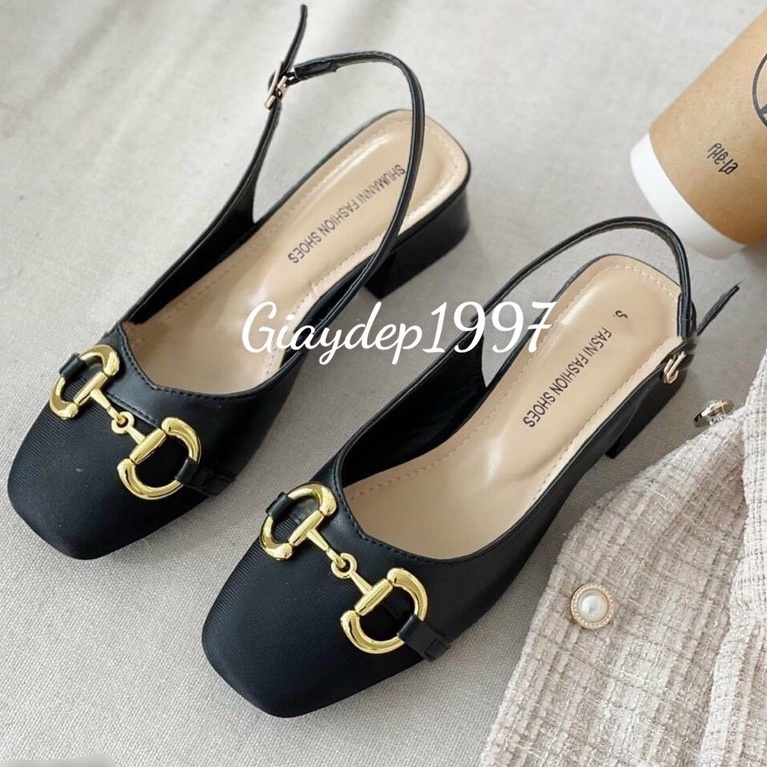 Giày Cao Gót Bít Mũi In Chữ To Gót Vuông, Sandal Vá Mũi Cực Xinh Hở Gót Cao 4p  - MÃ 99999