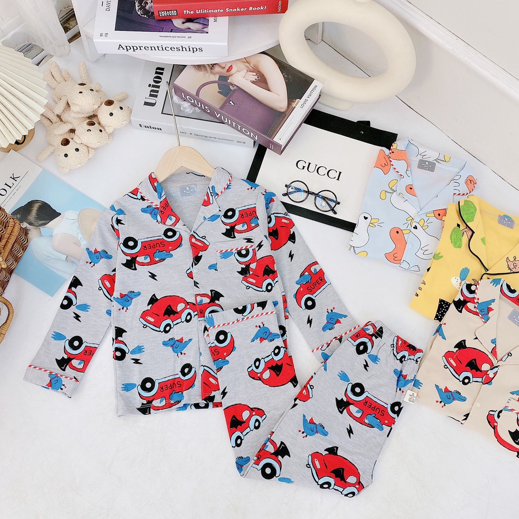 bộ pỵjama  dài tay chất coton hàn cho bé