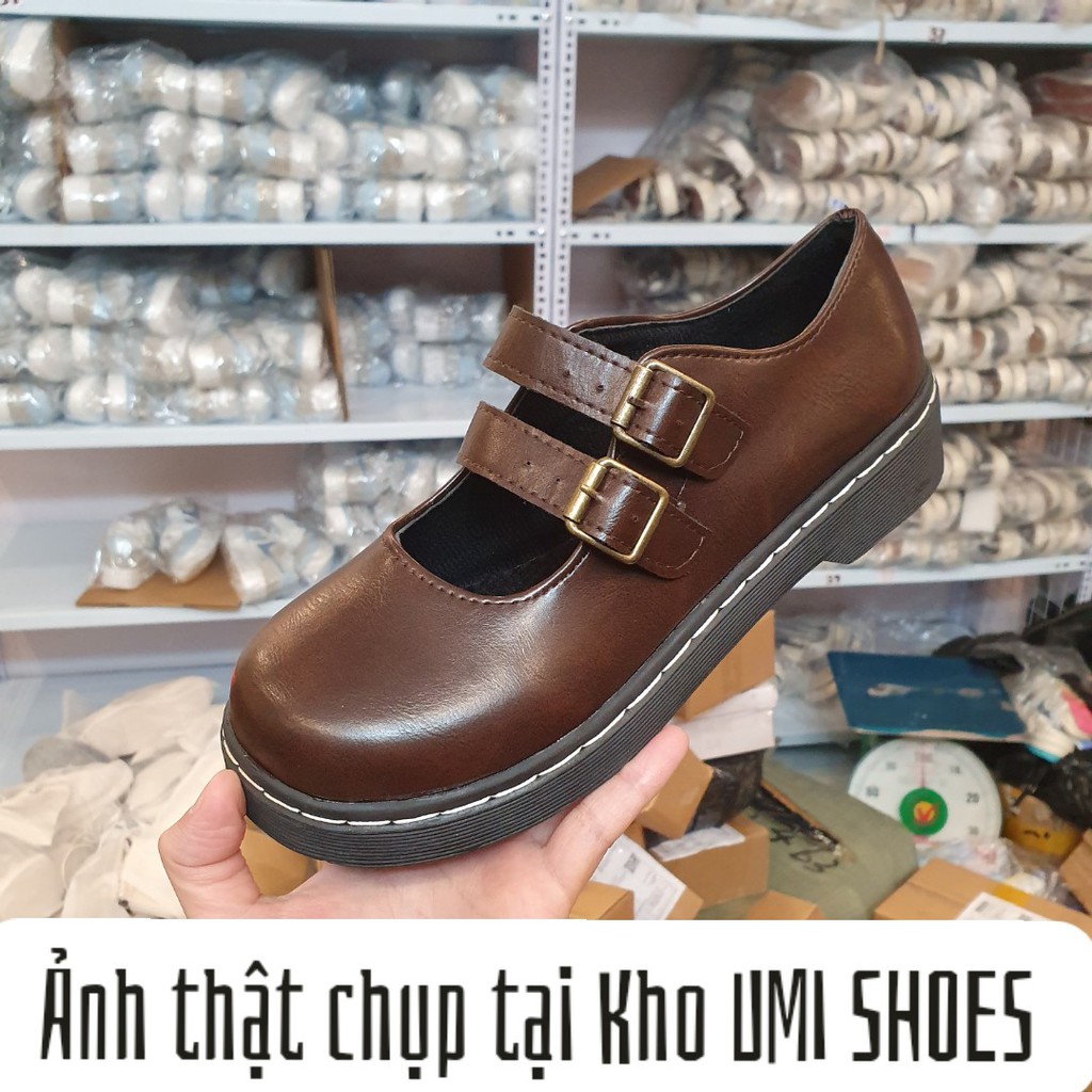 [SẴN - 2 MÀU] Giày búp bê nữ phong cách Anh quốc vintage retro đơn giản màu đen/nâu mũi tròn đế bằng xinh đẹp rẻ mới hot