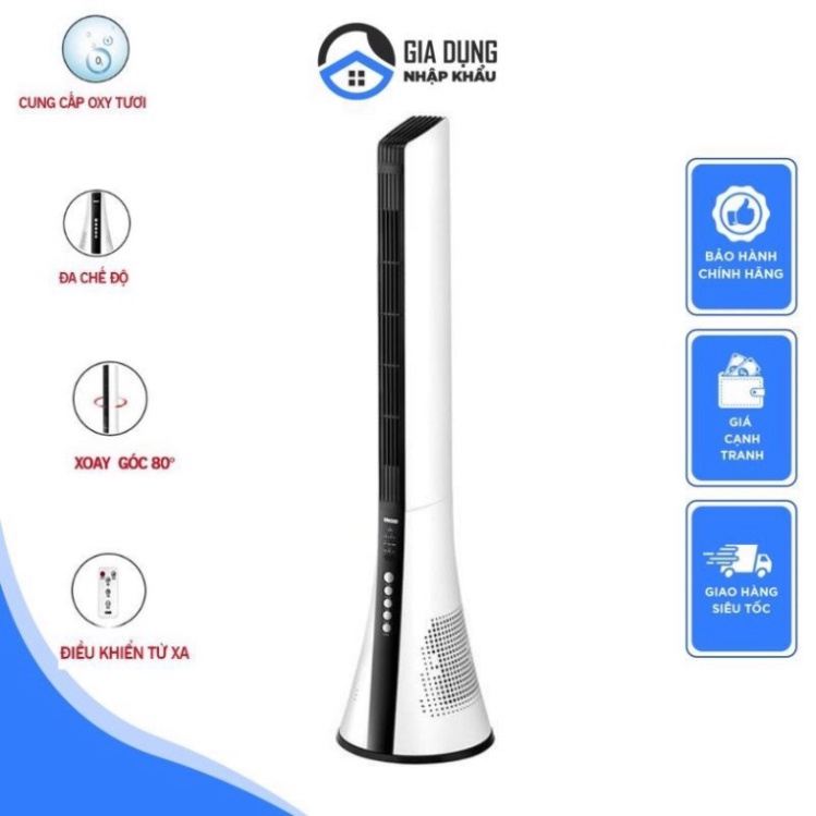 Quạt Tháp Không Cánh Kèm Lọc Không Khí Unold 86890, 3 Mức Gió, Màn Hình Led, Có Điều Khiển, BH 12 Tháng, Nhập Đức