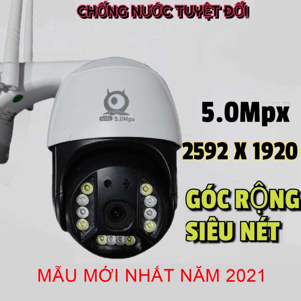 Camera wifi ngoài trời V380 Pro C12 5.0 Mpx, xoay 360 độ, camera theo dõi chuyển động, camera ban đêm có màu , camera