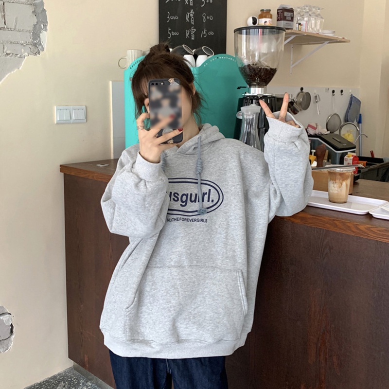 Áo Nỉ Nữ Dài Tay Có Mũ Form Rộng Thời Trang Hip Hop Pu