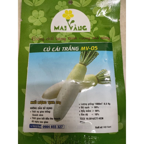 [Gói 20g] Hạt giống Củ Cải Trắng, dễ trồng, năng suất cao