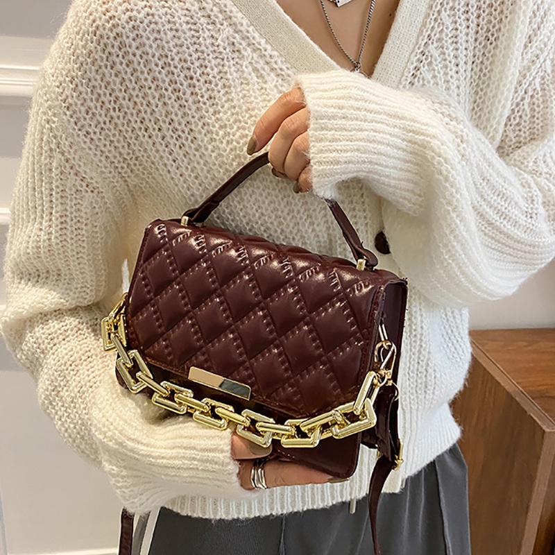 Ielgy Túi Xách Vuông Bề Mặt Mềm Mịn Phong Cách Âu Mỹ Cổ Điển