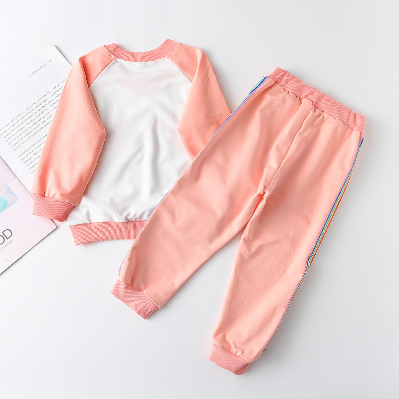 BEAR LEADER Set Đồ Mùa Thu 2 Món Gồm Áo Hoodie In Họa Tiết Cầu Vồng Và Quần Dài Cho Bé Gái Mẫu Mới 2023