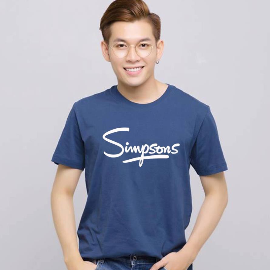 Áo thun in hình Simpson Form rộng màu xanh đen - Cotton Thái F2222