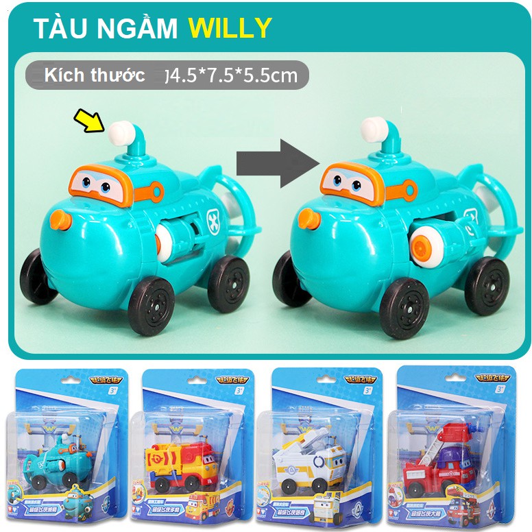 Super wings mô hình tàu ngầm Willy mini đồ chơi trẻ em đội bay siêu đẳng