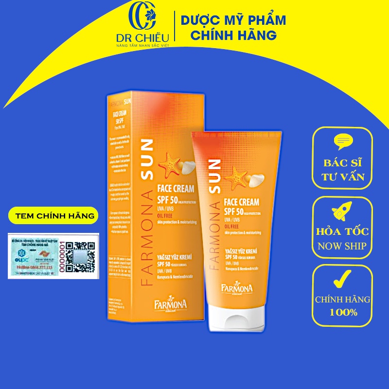 Farmona Sun Face Cream ⚜️CHÍNH HÃNG⚜️ Kem chống nắng Farmona Sun Oil Free SPF 50 (50ml)