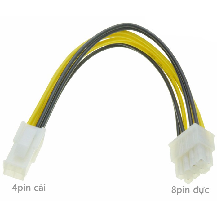 Cáp chuyển nguồn 4 pin sang 8 pin cho CPU, jack cấp nguồn 12V cắm vào main