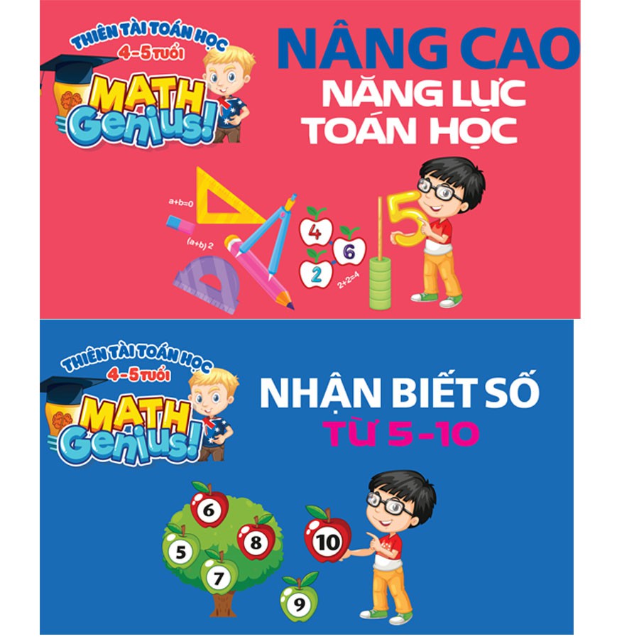 Sách - Thiên Tài Toán Học - Học Số Từ 1 đến 10 Cho Trẻ Từ 4 - 5 Tuổi - 4 cuốn