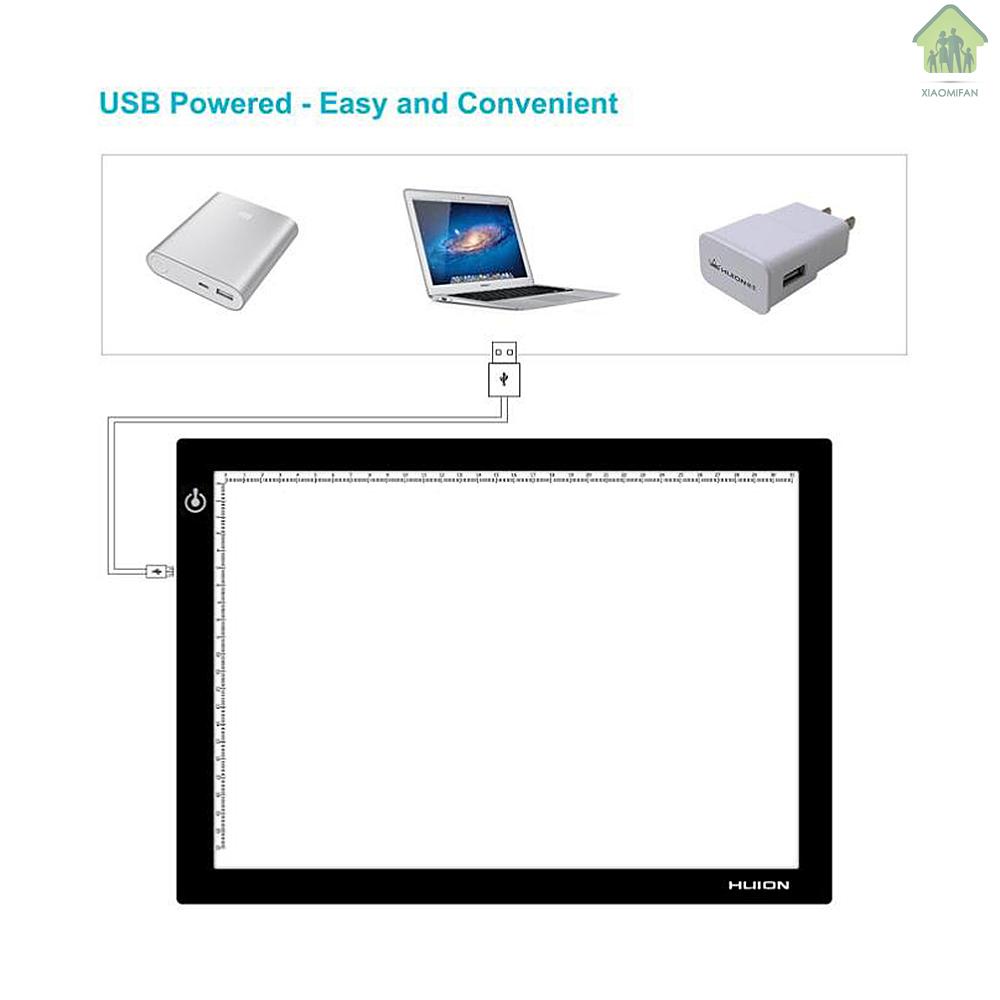 XM Huion L4S Protable Ultra-thin LED Light Pad Acrylic Panel LED Drawing Light Pad Powered by USB with Adjustable Brightness