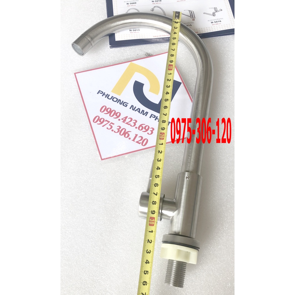 (ỐNG PHI 24 TO NƯỚC MẠNH) INOX 304 N5001 FOTAR xoay 360 độ dùng cho 2 hộc chậu