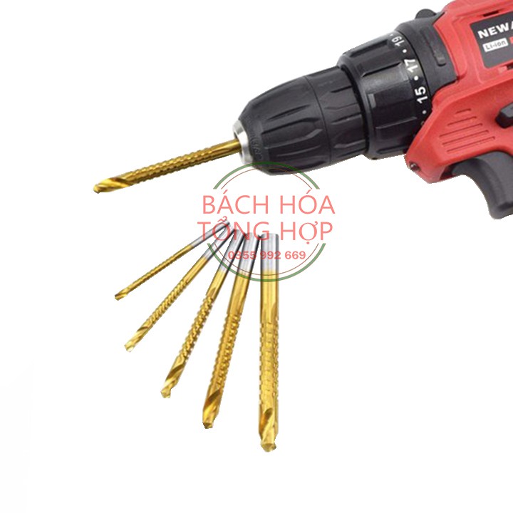 Mũi khoan Bộ 6 mũi khoan răng cưa 3-8mm phủ Titanium