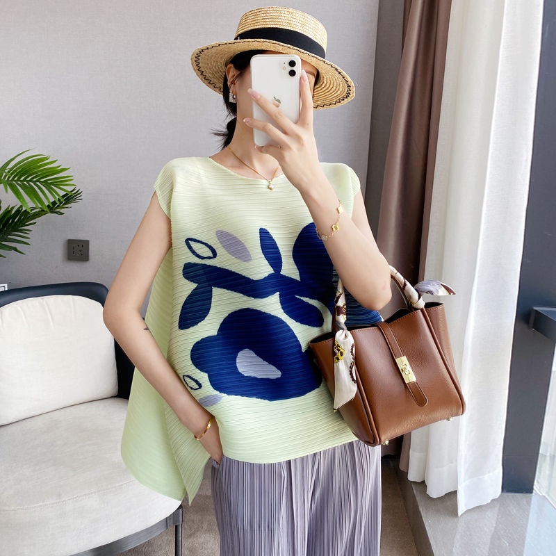 Issey Miyake Áo Thun Dáng Rộng Thiết Kế Độc Đáo Thời Trang Mùa Hè 2022 Cho Nữ