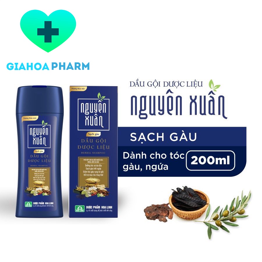 Dầu gội dược liệu Nguyên Xuân - Chai 200ml  - Giảm gàu, ngứa, bết, rụng tóc, giúp dưỡng tóc
