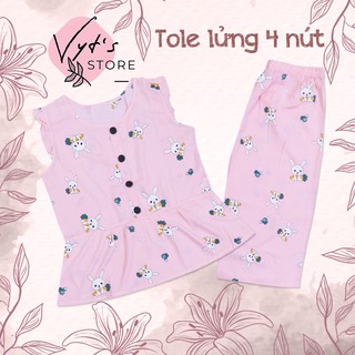 Đồ bộ nữ tole lanh lửng 4 nút