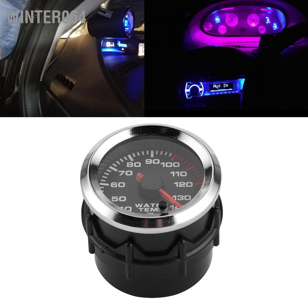 40-140 ℃ Đồng hồ đo nhiệt độ nước đa năng LED 7 màu 52mm 12V W/Cảm biến Winter064