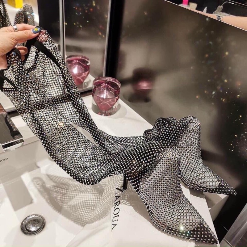 Bốt lưới đính đá bling bling Siêu Sang chảnh