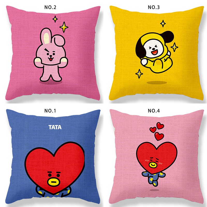 Vỏ Gối Vuông In Hình Nhóm Nhạc Hàn Quốc Bts Bt21 Ốp