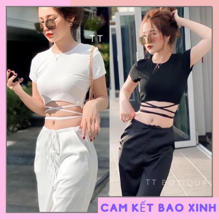 ÁO CROPTOP  ĐAN DÂY EO CỰC HOT XINH LẮM H20 [Hàng Siêu Cấp]