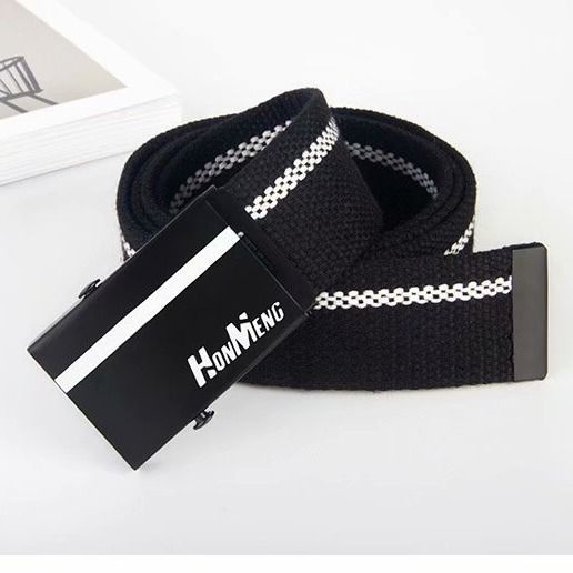 Dây Thắt Lưng Vải canvas Khóa Tự Động Màu Trắng Đa Năng Thời Trang Cho Nam