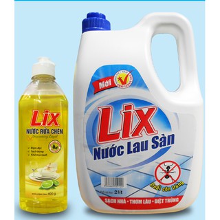Nước lau sàn Lix Đuổi côn trùng 2Lit tặng nước rửa chén