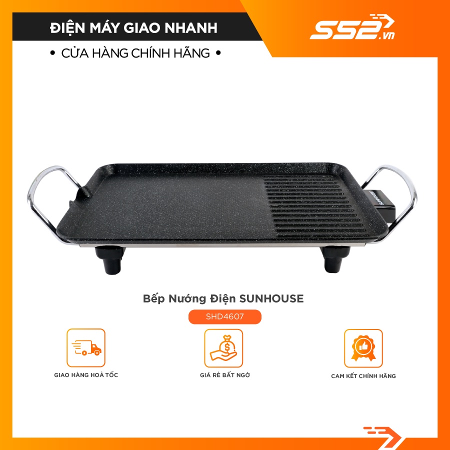 Bếp Nướng Điện SUNHOUSE SHD4607 Bếp Nướng Không Khói Công Nghệ Chống Dính Whitford (USA) Siêu Bền - Bảo Hành Chính