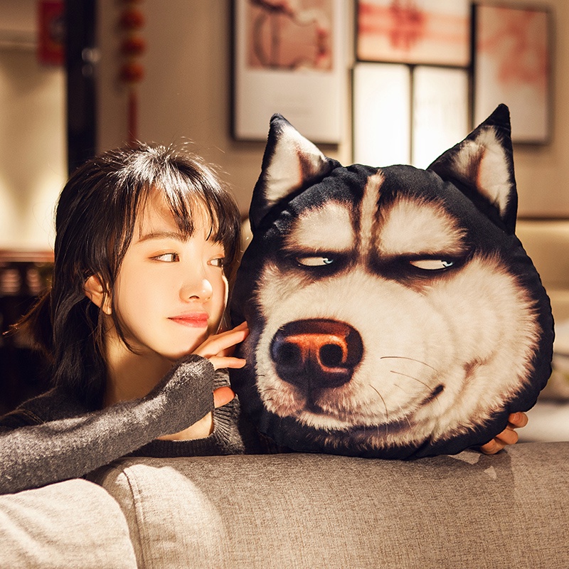 Gối Sofa hình đầu chú chó Husky 3d dễ thương xinh xắn