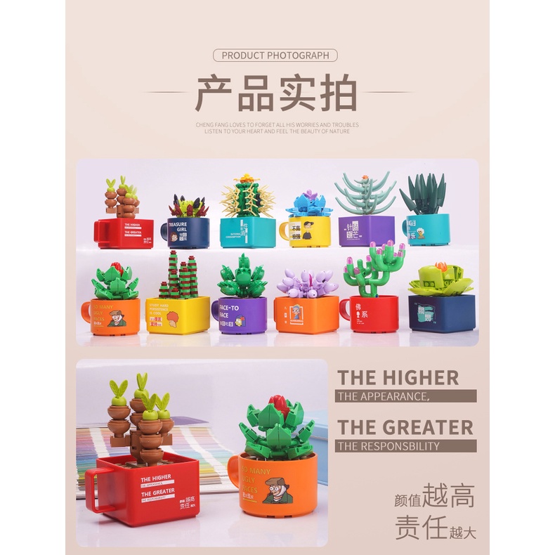 Bộ đồ chơi decool xếp hình chậu cây mọng nước dành cho bé 52019-30