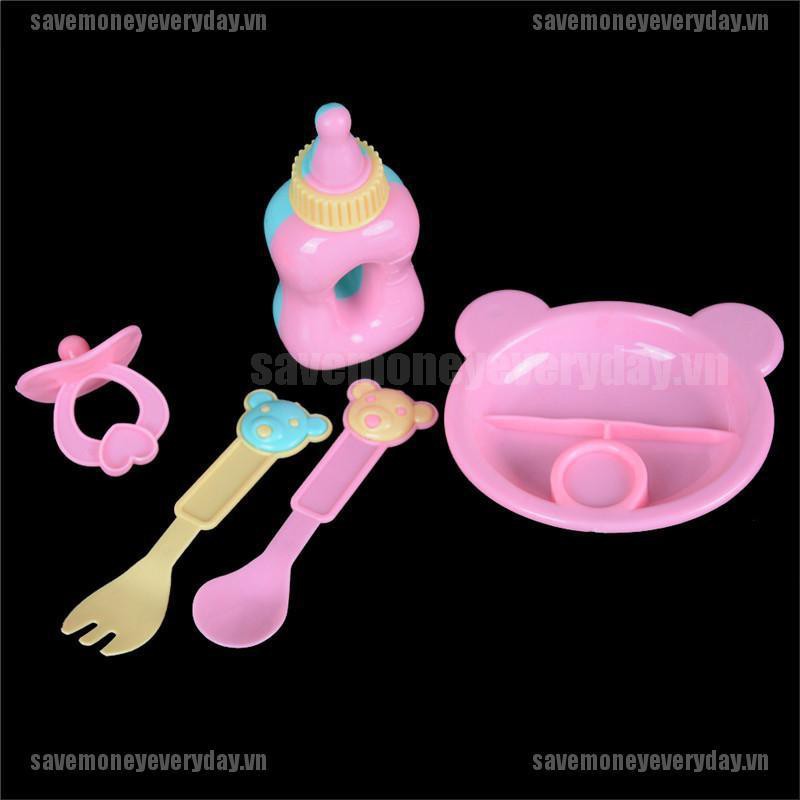 [🍄🍄Save] 5pcs Doll Tableware for 43cm Baby Born Zapf Doll Accessories Kids Pretend Play Gift [VN]