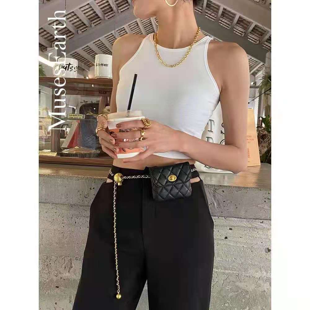 Túi đeo hông mini phối dây xích cá tính cho nữ