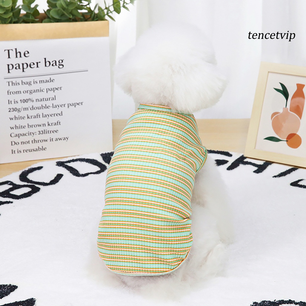Áo Cotton Cổ Tròn Họa Tiết Sọc Nhiều Màu Sắc Dành Cho Thú Cưng