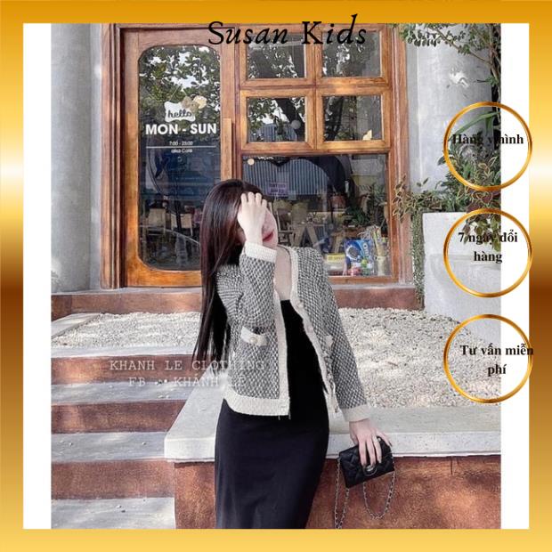 Áo khoác Blazer dạ weet phối cúc đồng cho nữ