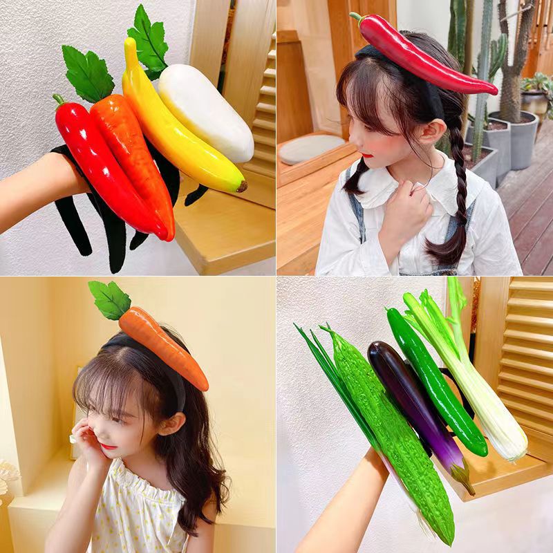 Băng đô cài tóc hình trái cây rau củ quả dưa hấu ớt cà tím vui nhộn dễ thương cho nam và nữ