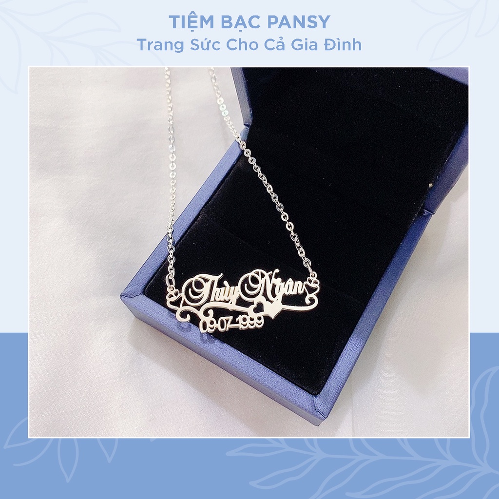 Dây chuyền bạc nữ PANSY khắc tên theo yêu cầu, vòng cổ khắc chữ bằng bạc ta cao cấp