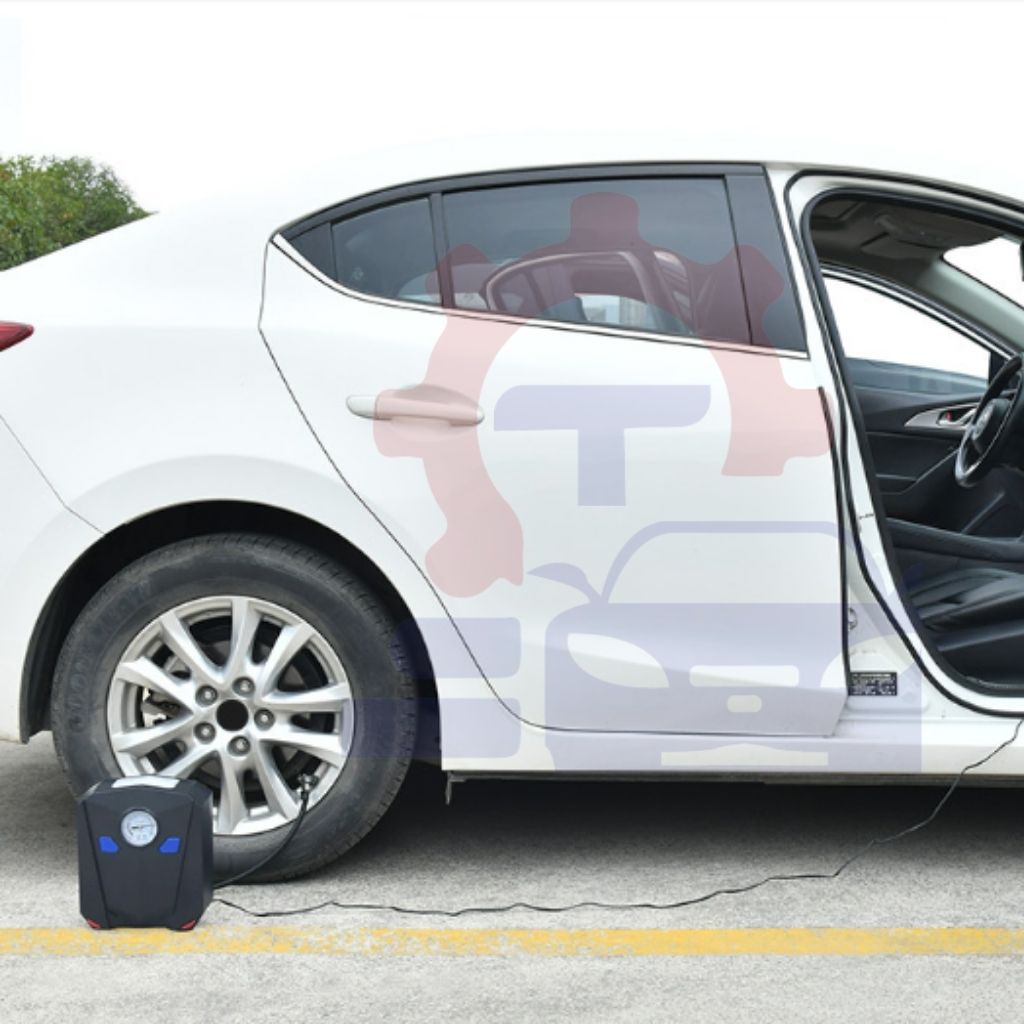 Bơm lốp ô tô xe máy tự ngắt, bơm lốp ô tô xe hơi AIKESI có đèn pin siêu sáng