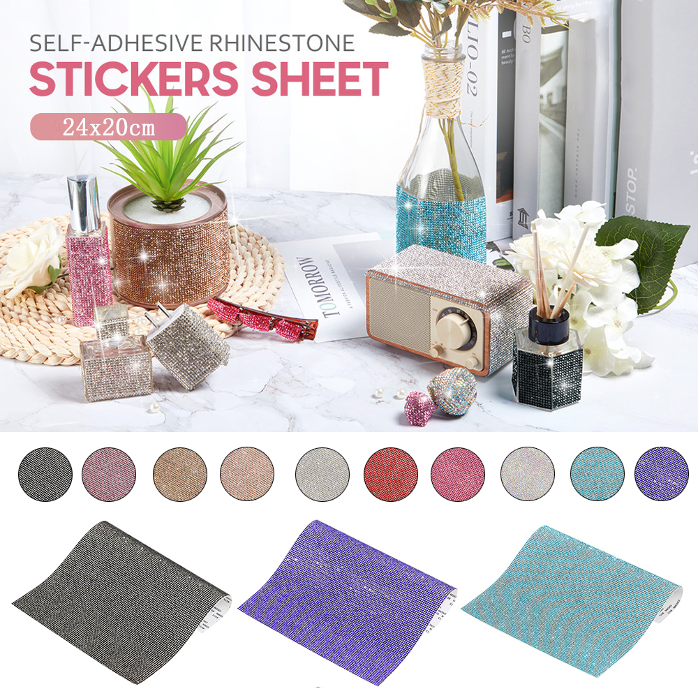 Sticker đính đá dán tường trang trí nhà cửa/ xe hơi tự dính nhiều màu sắc lấp lánh
