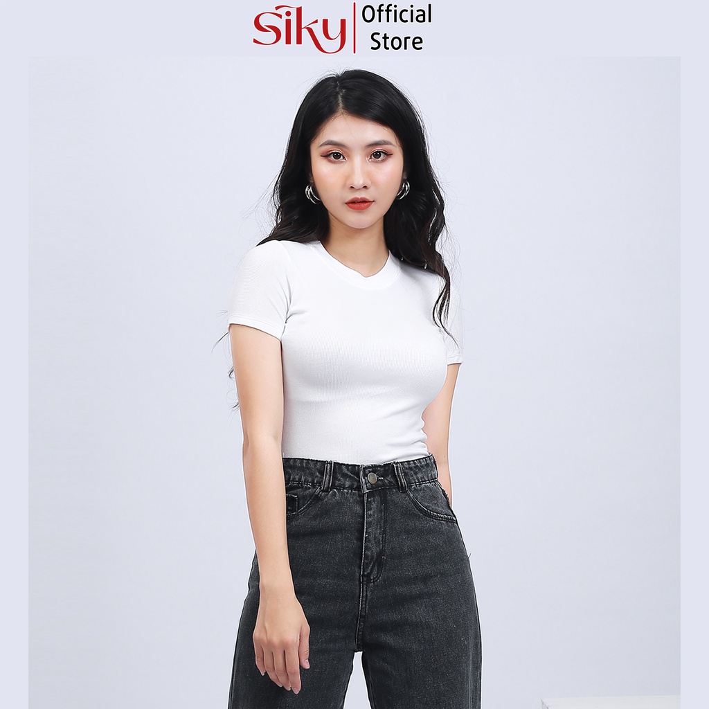 Áo croptop nữ SIKY ôm body chất thun tăm mềm mịn CR01