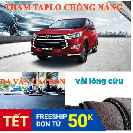 Thảm phủ taplo INNOVA Đời 2016-2019 dập vân cacbon chống nóng cho ô tô