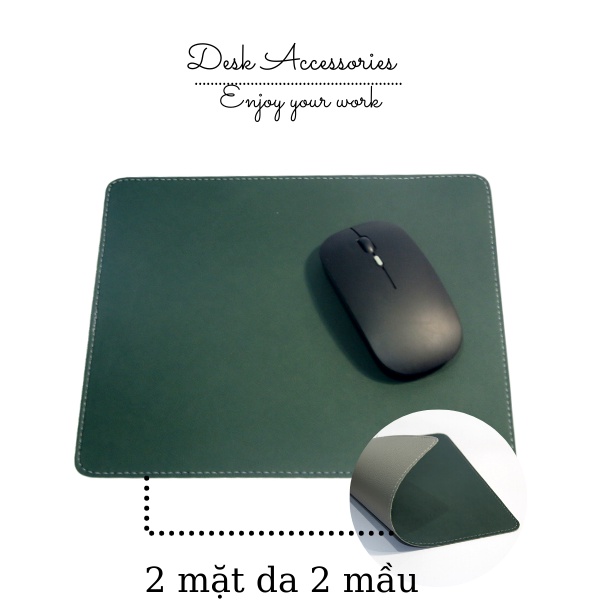 Lót Chuột 2 Mặt Da Mouse Pad Bàn Di Chuột 25x22 cm May Bo Viền Tinh Tế Da Mềm Bền Đẹp