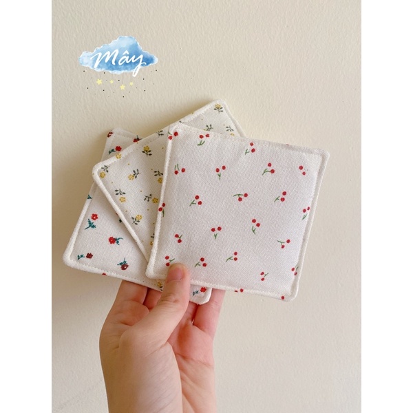 Lót ly vải hoa Handmade