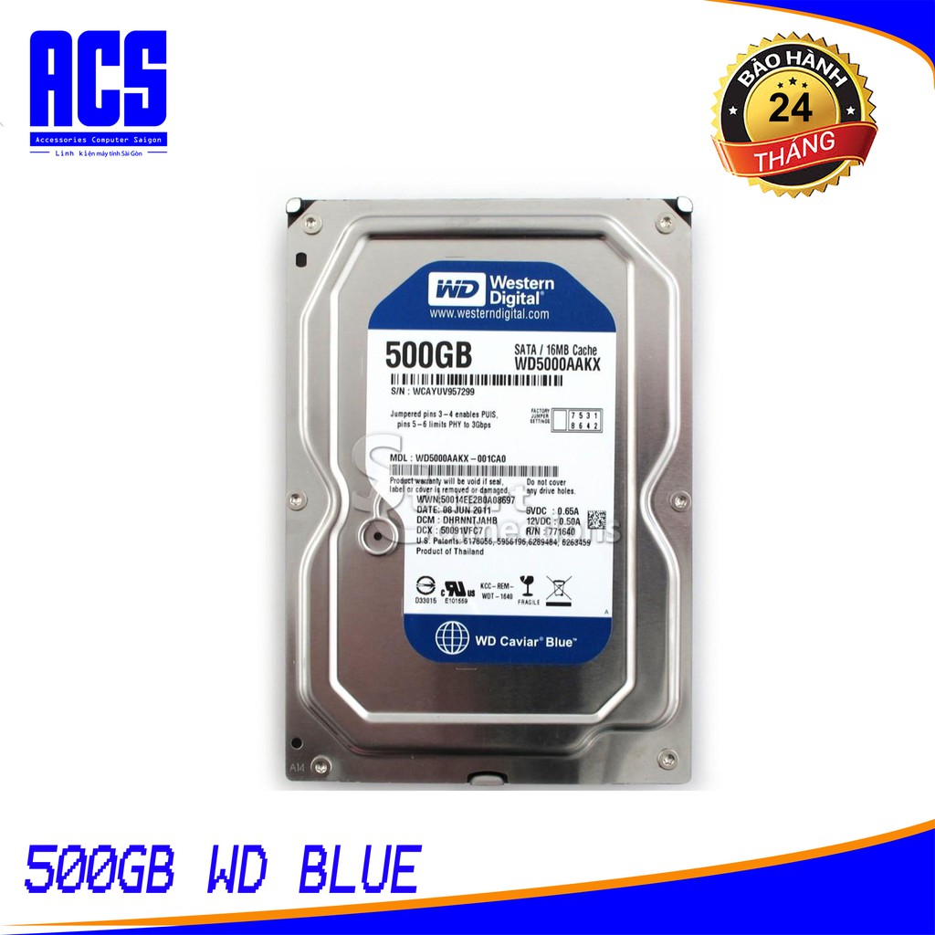 Ổ cứng máy tính WD Blue 500GB - HDD WD 500GB - Bảo Hành 2 Năm- 1 đổi 1