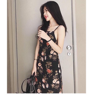 Đầm hoa cột dây có mút ngực