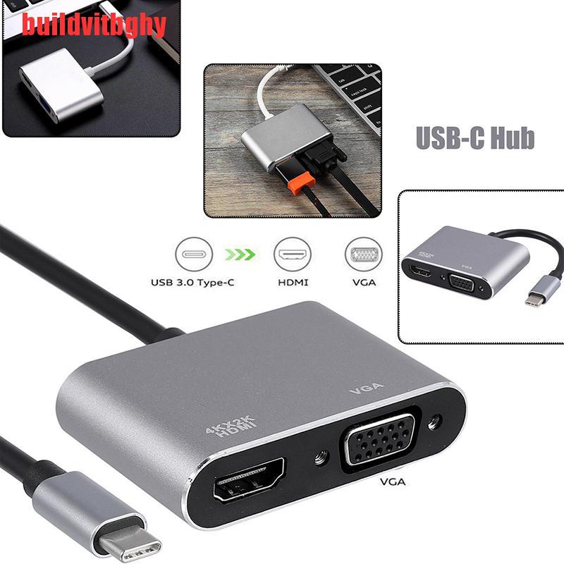 (Mua-Code) Hub Chuyển Đổi Từ Usb 3.1 Type C Sang Vga Multiport Adapter Usb C Sang Hdmi 4k Uhd